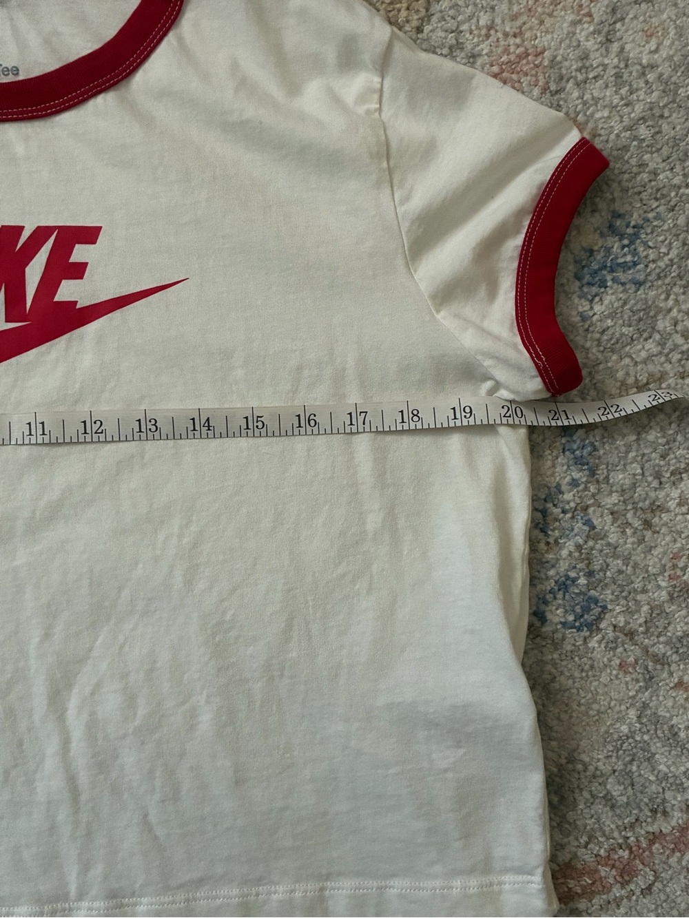 Vintage Nike White Baby Tee with Red Logo and Trim-Size L- - Picture 3 of 5
